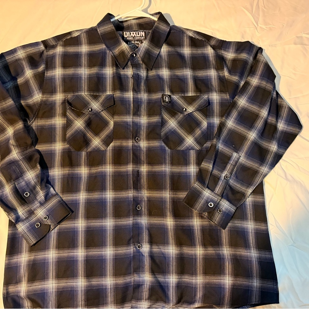 DIXXON Men's Blue and Black Plaid Shirt